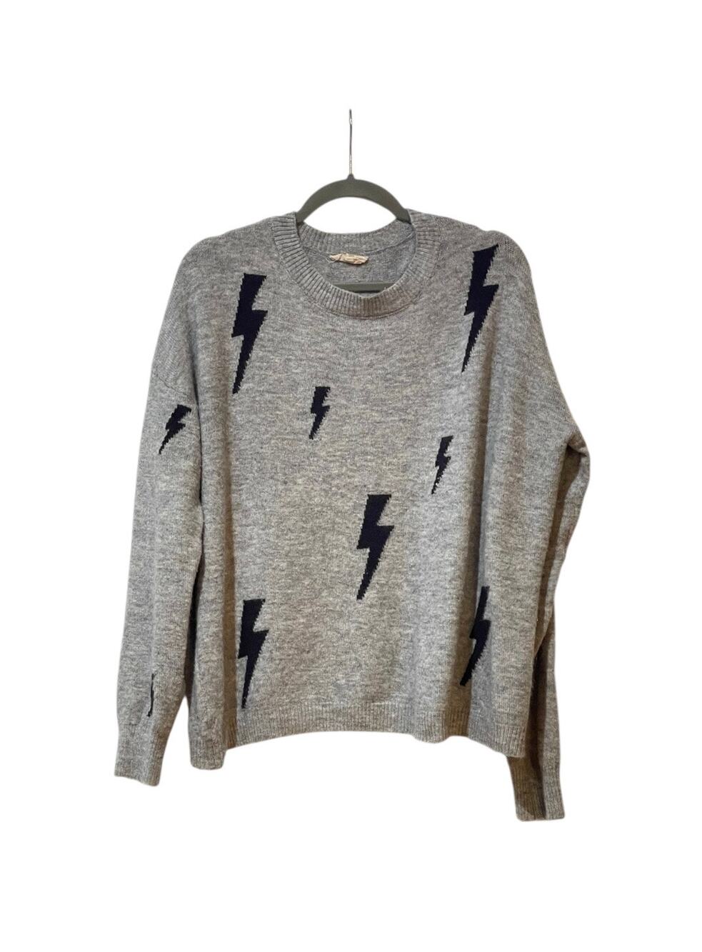 Ee:some Grey lightning bolt sweater Small Medium